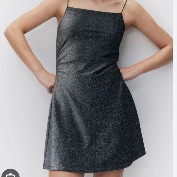 H&M Dresses & Skirts - H&M Sparkling Silvery Black Mini Dress Size XL